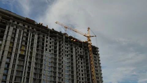 A high-rise monolithic building under construction Stock Footage 337831856