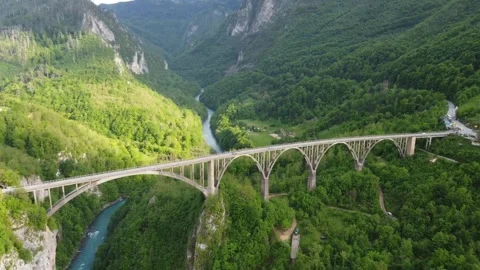 High rise mountain attach bridge Video stock 273210591