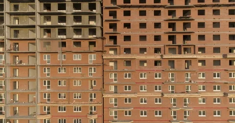 High-rise Multi-storey Building Under Construction Front View Apartment building Video stock 126566876
