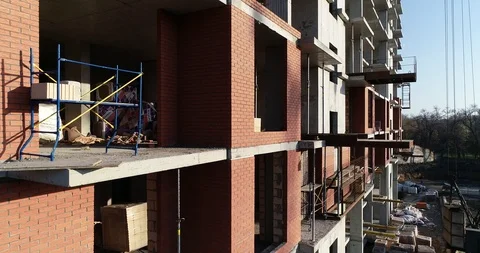 High rise residential complex under construction Stock Footage 123425882