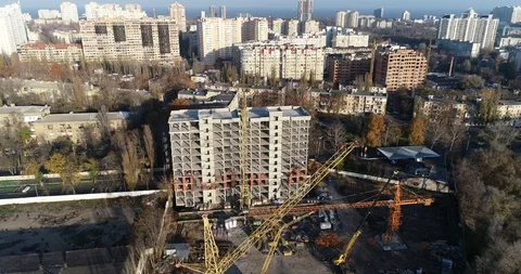 High rise residential complex under construction Stock Footage 123426285