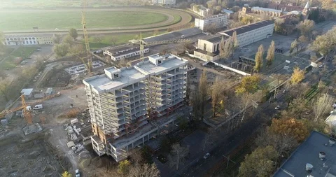High rise residential complex under construction Stock Footage 123427882