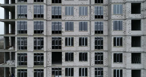 High rise residential complex under construction Stock Footage 123427958