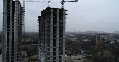 High rise residential complex under construction Stock Footage 123428278