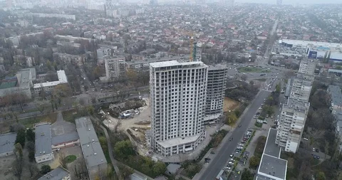 High rise residential complex under construction Stock Footage 123428498
