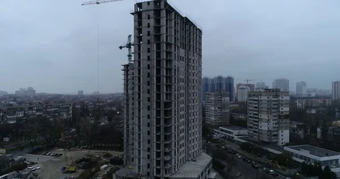 High rise residential complex under construction Stock Footage 123429723
