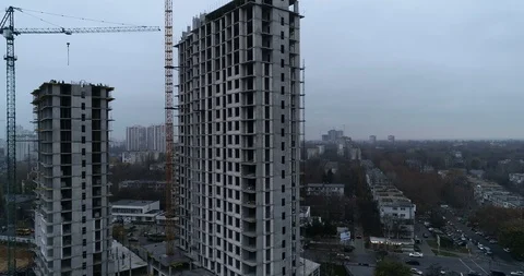 High rise residential complex under construction Stock Footage 123429978