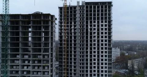 High rise residential complex under construction Stock Footage 123429988
