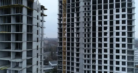 High rise residential complex under construction Stock Footage 123430089