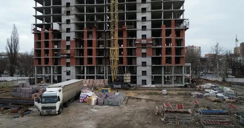 High rise residential complex under construction Stock Footage 123432173