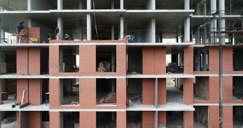 High rise residential complex under construction Stock Footage 123433048