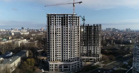 High rise residential complex under construction Stock Footage 123434415