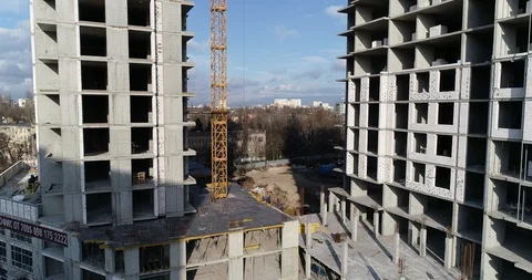 High rise residential complex under construction Stock Footage 123434675