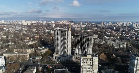 High rise residential complex under construction Stock Footage 123435209