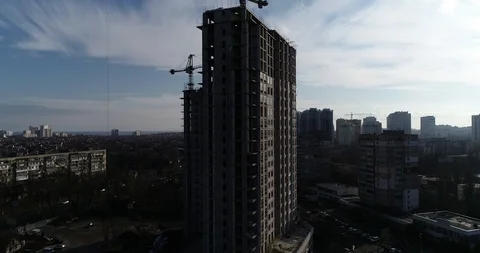 High rise residential complex under construction Stock Footage 123435630