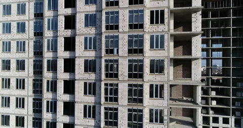 High rise residential complex under construction Stock Footage 123435717