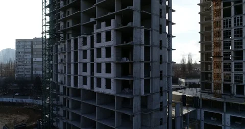 High rise residential complex under construction Stock Footage 123435801
