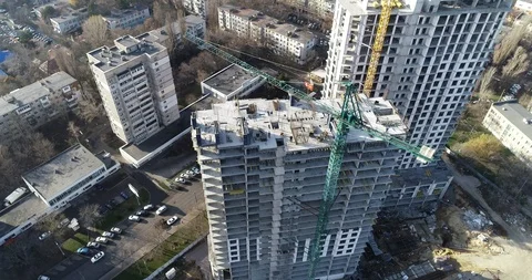 High rise residential complex under construction Stock Footage 123436053
