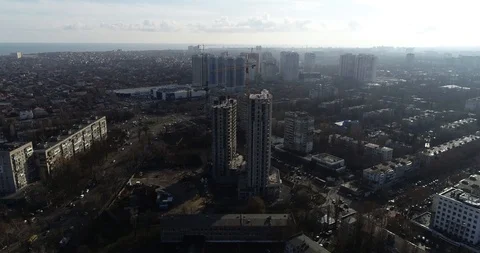 High rise residential complex under construction Stock Footage 123436120