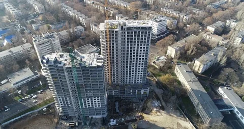 High rise residential complex under construction Stock Footage 123436342