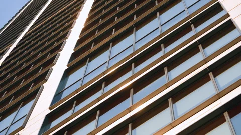 High rise skyscraper facade windows grid dolly shot, financial district building Stock Footage 284117786