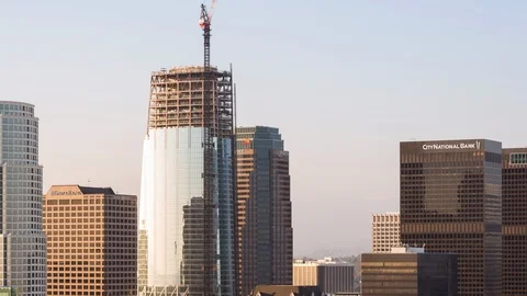 High Rise Under Construction in Downtown LA Video stock 90266208