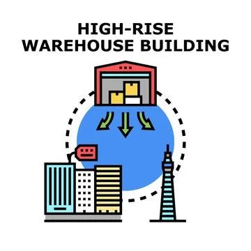 High rise warehouse optimizing urban logistics delivery system Ilustração Stock