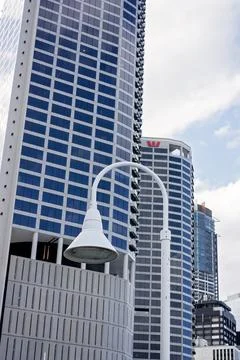 High Rises Behind A Lamp Post Stock Photos