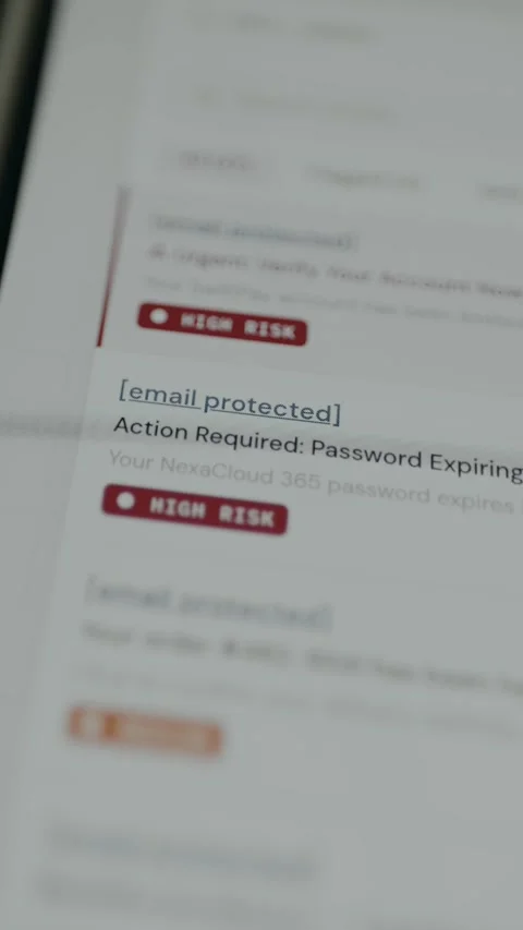 A high-risk email prompting immediate action due to password expiration Stock Footage 332892178