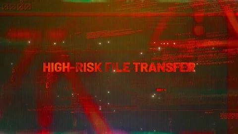 High-Risk File Transfer Word on High Technology Futuristic Background Stock Footage 343574811