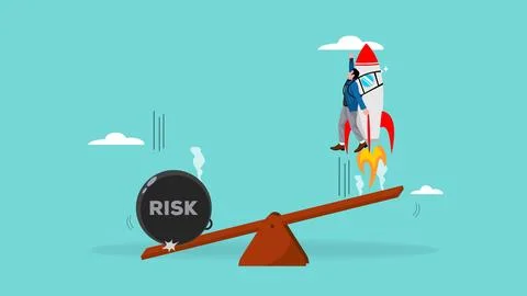 High risk high return stock market illustration, financial investment strat.. Stock Illustration