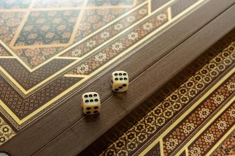 High Roll Dice On Backgammon Board Signaling Decisive Moment Stock Photos