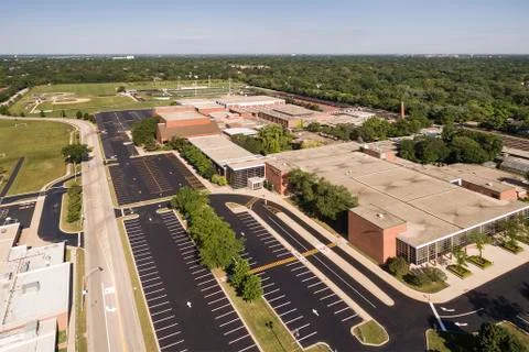 High School Aerial View with Ballfields Stock Photos