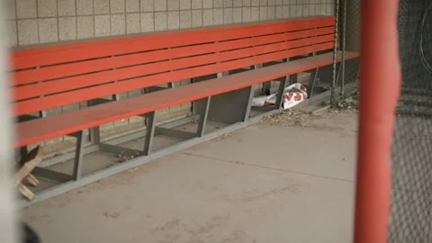 High school baseball dugout with no players, Salt Lake City, Utah. Stock Footage 144458228