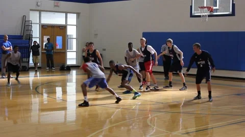 High School Basketball Player During a Play Stock Footage