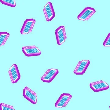 High school building isometric icon seamless pattern Ilustración de archivo