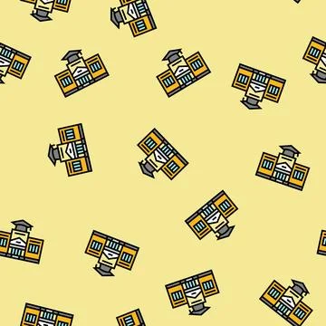 High school building vector seamless pattern Ilustración de archivo