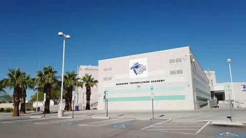 High School Buildings In Empty Parking Lot In Las Vegas Nevada Stock Footage 200992612