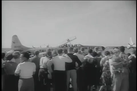 High school elected honorary test pilot rewarded with a flight run - 1957 Stock Footage 99096669