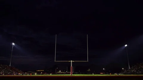 High School football stadium wide at night Stock Footage