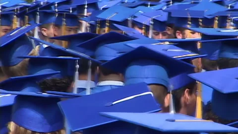 High school graduating class assembled for ceremony Stock Footage 148571375
