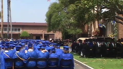High school graduating class assembled for ceremony Stock Footage 148571751