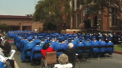 High school graduating class assembled for ceremony Stock Footage 148573141