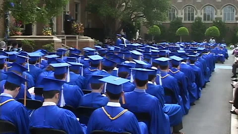 High school graduating class assembled for ceremony Stock Footage 148573245