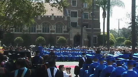 High school graduating class assembled for ceremony Stock Footage 148573454