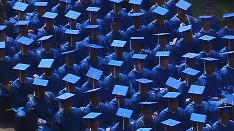 High school graduating class assembled for ceremony Stock Footage 148573508