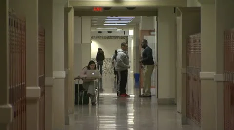 High School Hallway 1 Stock Footage 22333720