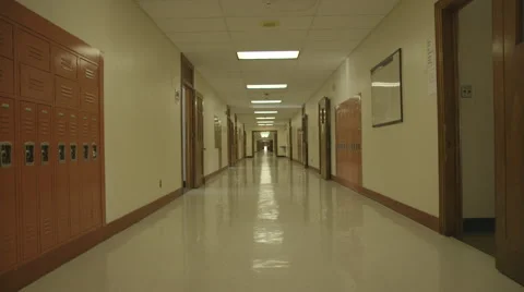 High School Hallway Dolly Stock Footage 55681611
