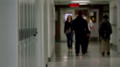 High School Hallway - out of focus students Stock Footage 64869975