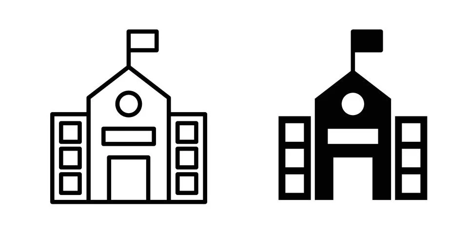 High School icon vector concepts, line and silhouette style Stock Illustration